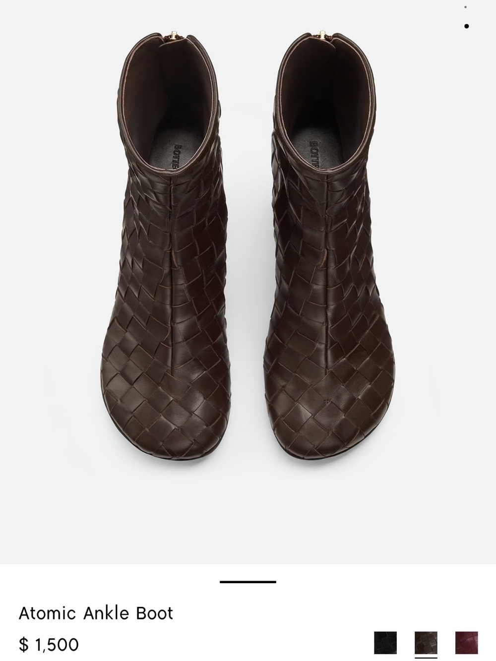 Bottega Veneta Dark Brown Woven Leather Ankle Boots